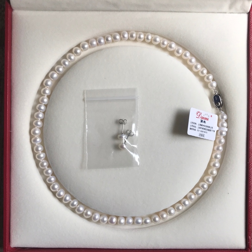 Daimi pearl necklace 7-8 mm 45cm S925 brand new